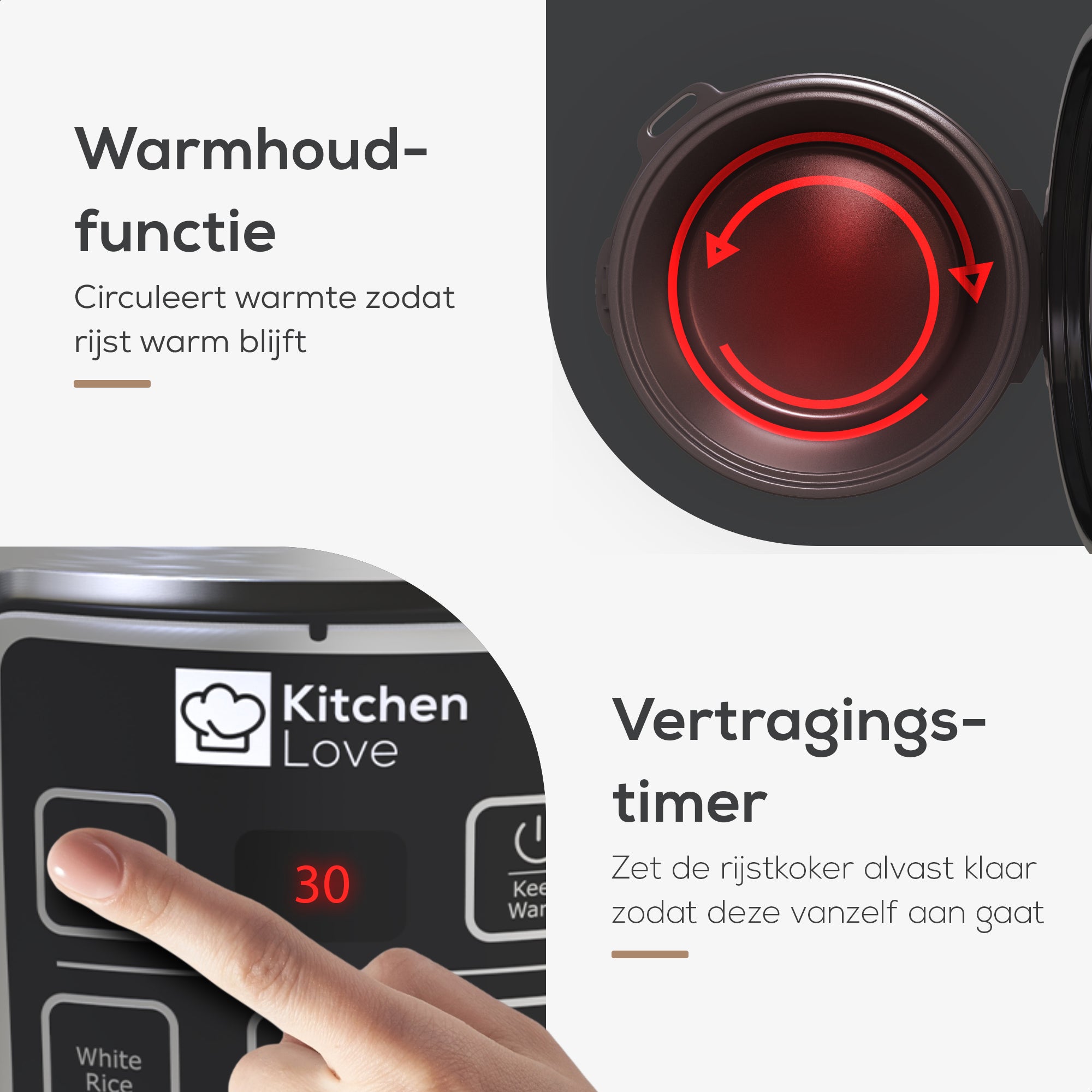 KitchenLove Rijstkoker Met Stomer En Slowcooker