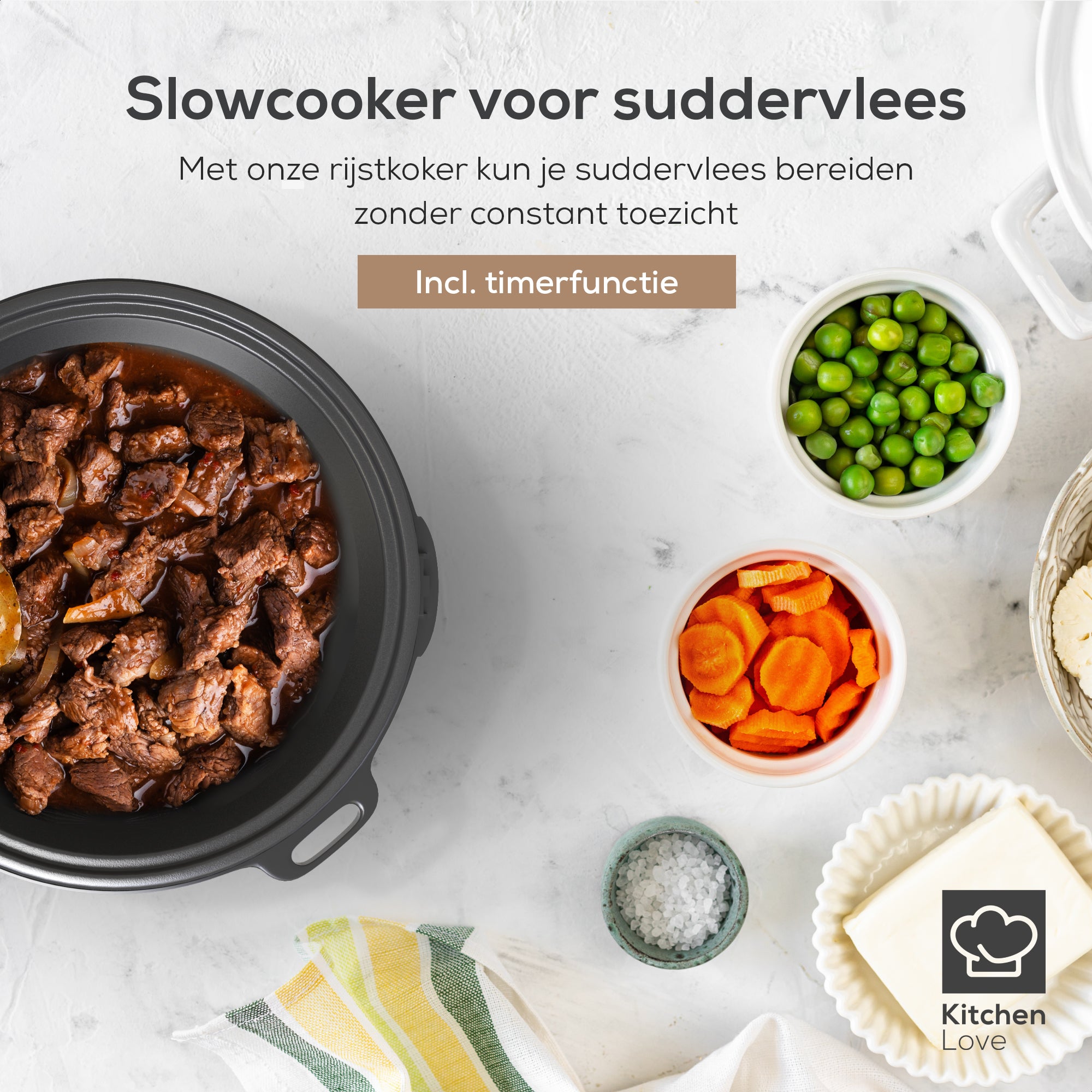 KitchenLove Rijstkoker Met Stomer En Slowcooker