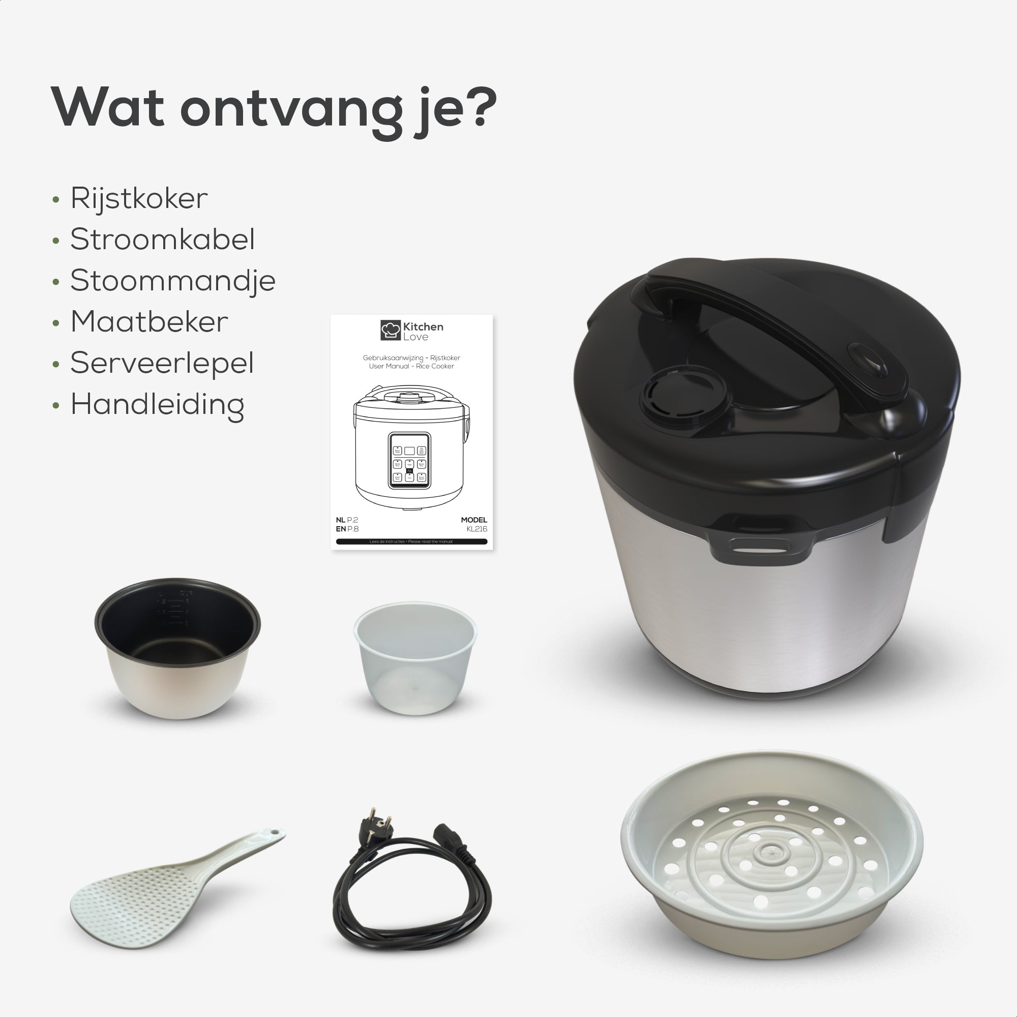 KitchenLove Rijstkoker Met Stomer En Slowcooker