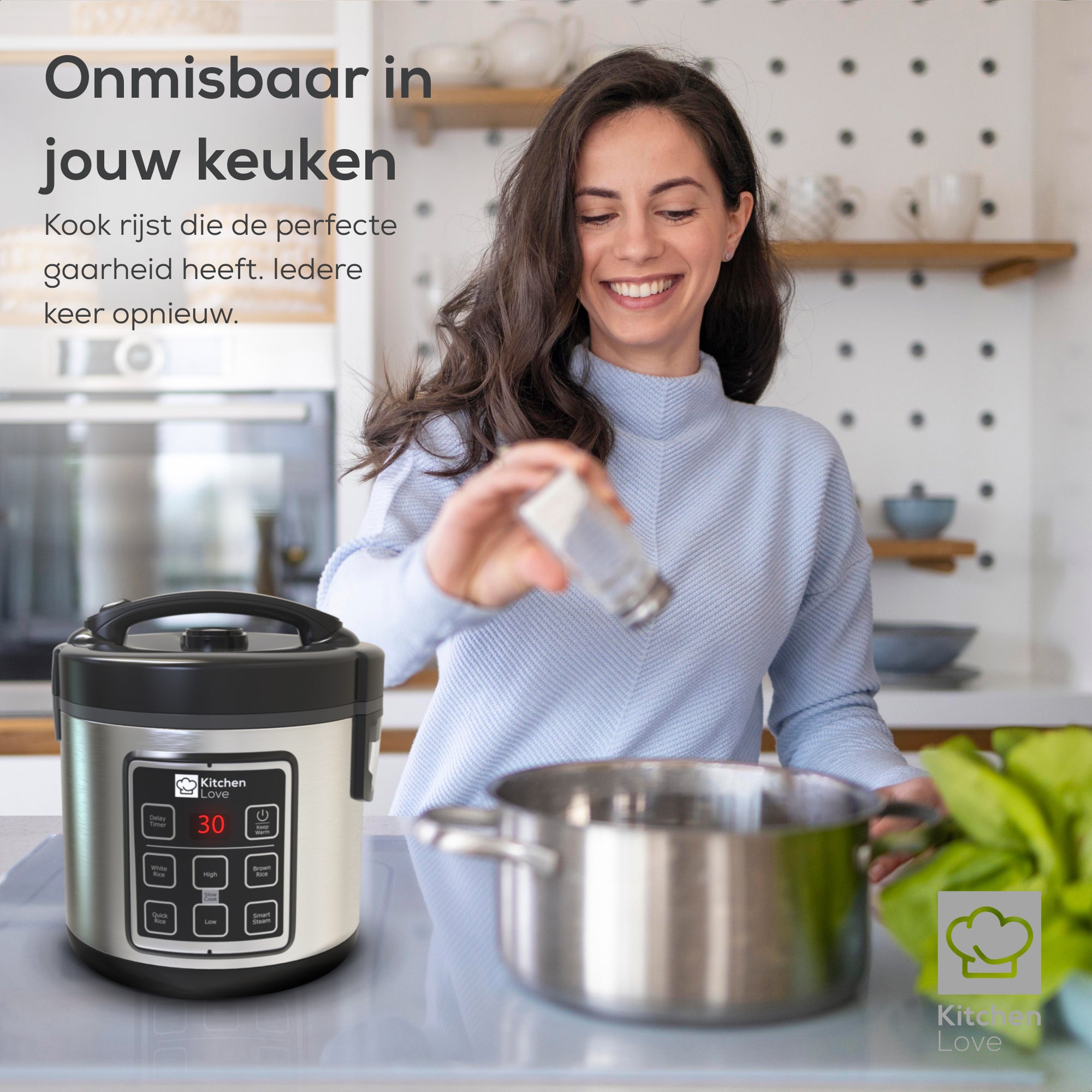 KitchenLove Rijstkoker Met Stomer En Slowcooker
